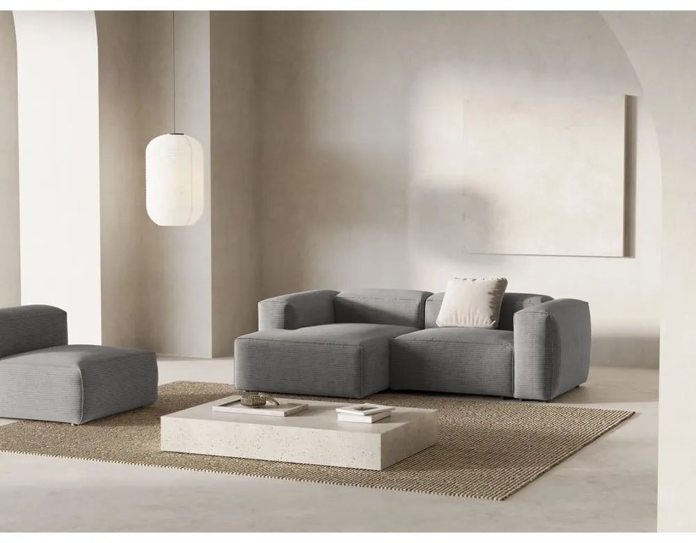 Jasnoszary sztruksowy narożnik (lewostronny/z szezlongiem) Bergamo – Cosmopolitan Design