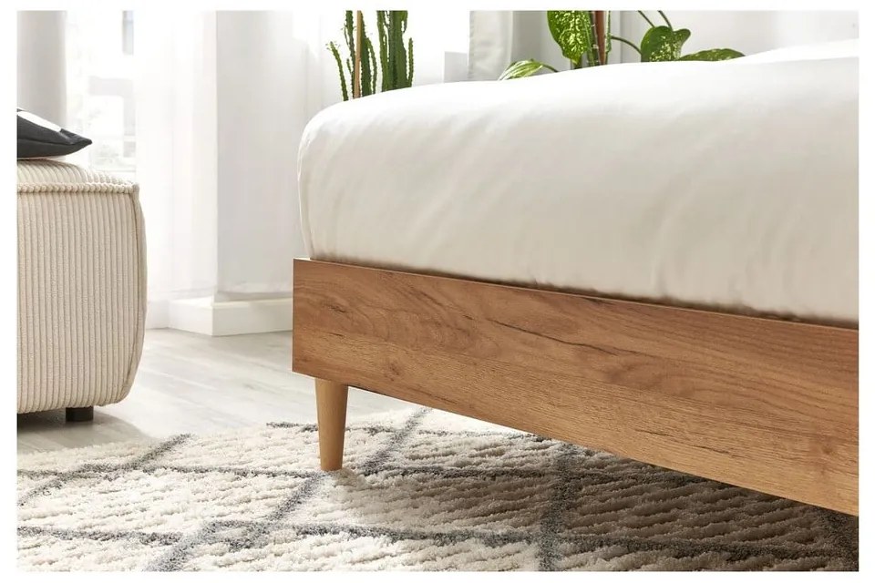 Ciemnoszaro-naturalne łóżko dwuosobowe ze stelażem 180x200 cm Noa – Bobochic Paris