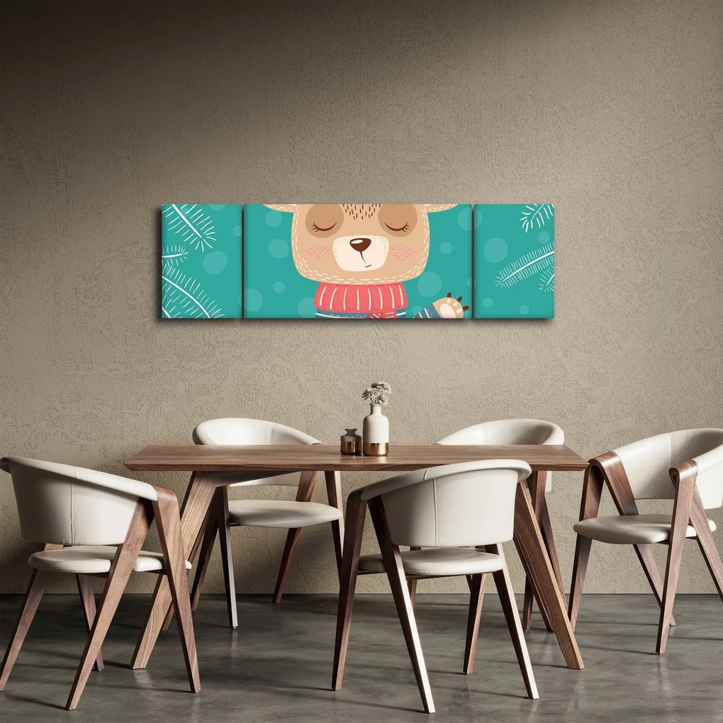 Obraz - Machający niedźwiadek (170x50 cm)