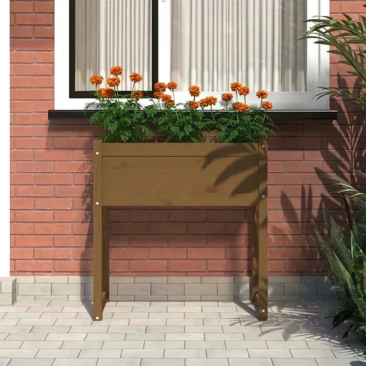 Prostokątna brązowa donica ogrodowa - Asto