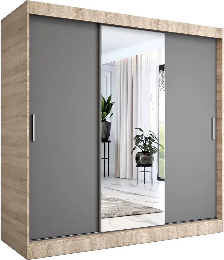 Szafa przesuwna dąb sonoma + antracyt 200 cm W9-E83
