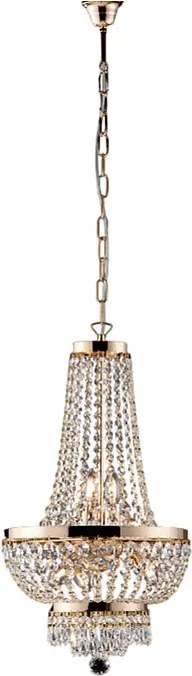 Żyrandol Mozart z żelaza i złoconego mosiądzu z kryształkami 5 świateł 130 Ø35 BL189-5-OR