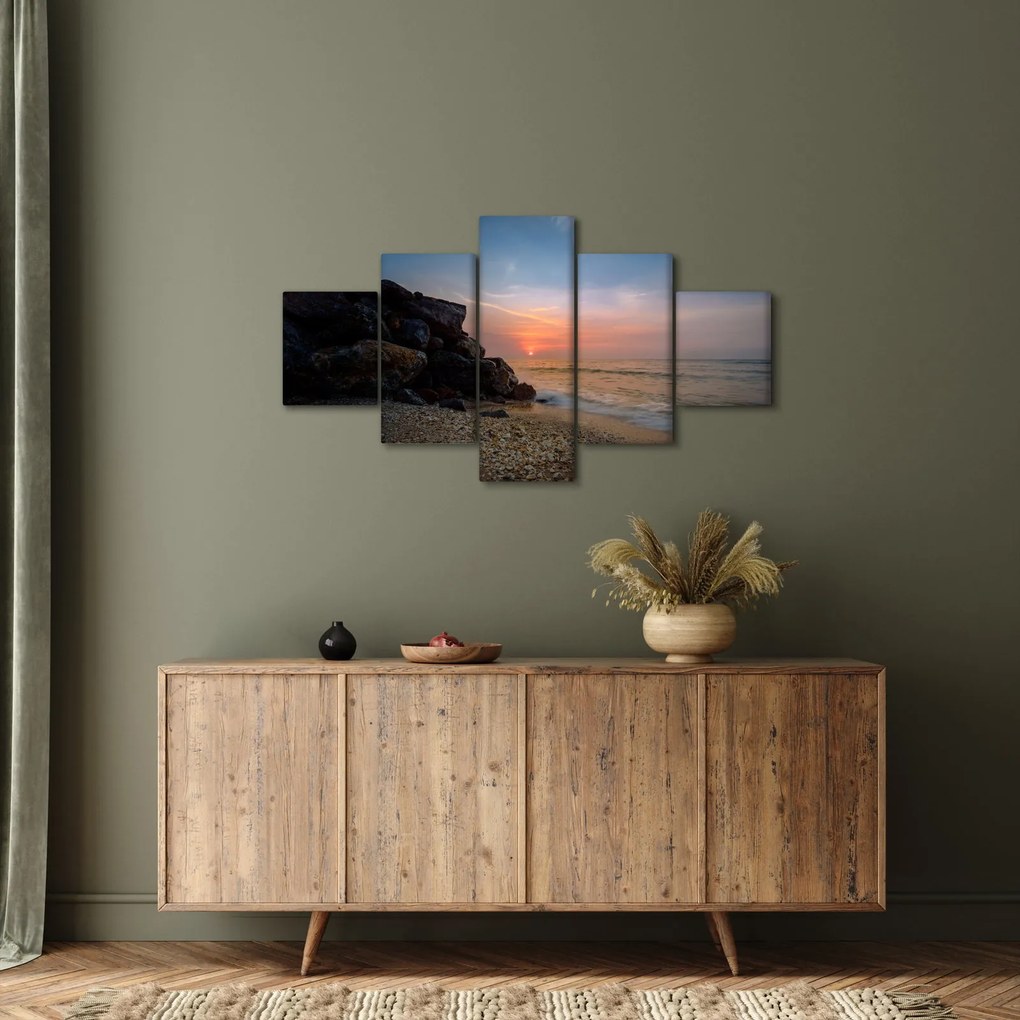 Obraz zachodu słońca na plaży (125x70 cm)