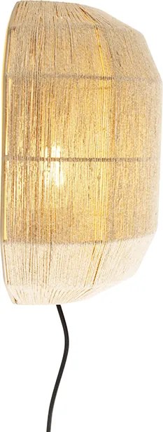 Orientalna lampa ścienna czarna ze sznurkiem jutowym - Riki