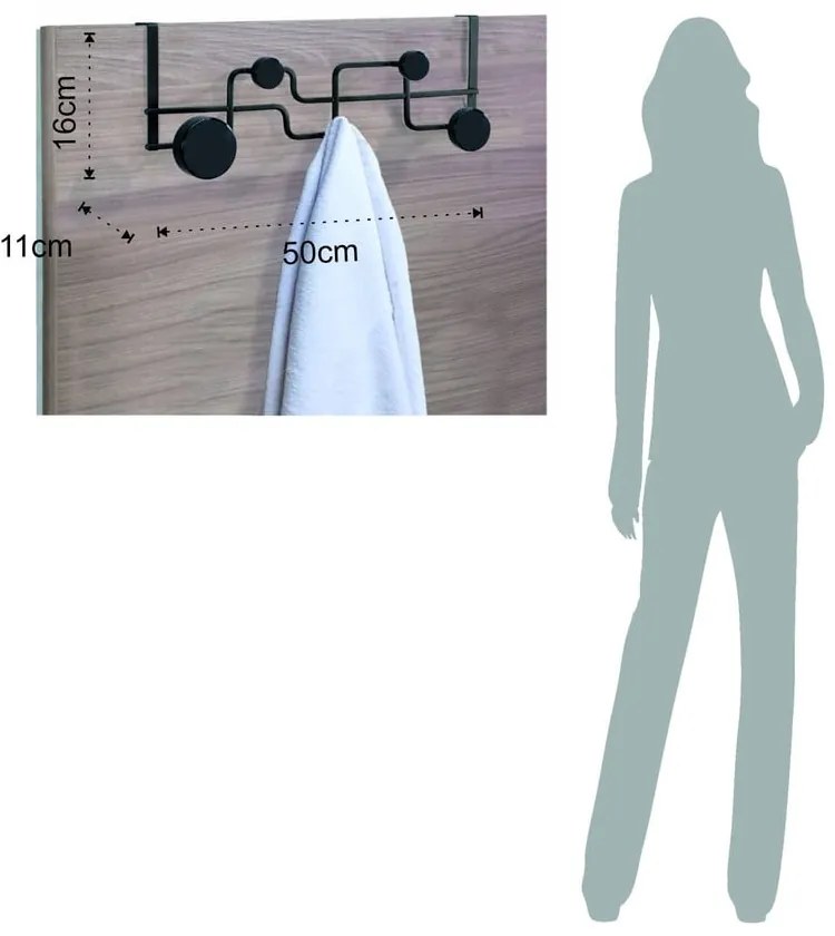 Czarny wieszak na drzwi 50 cm Anya – Tomasucci