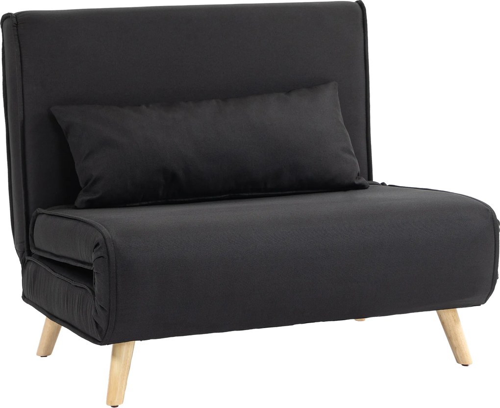 HOMCOM Fotel relaksacyjny z funkcją łóżka dla jednej osoby nowoczesny design do 350 kg czarny | Aosom PL