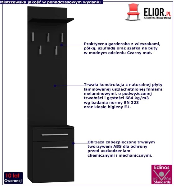 Wieszak czarny na buty z szafką H4-M23