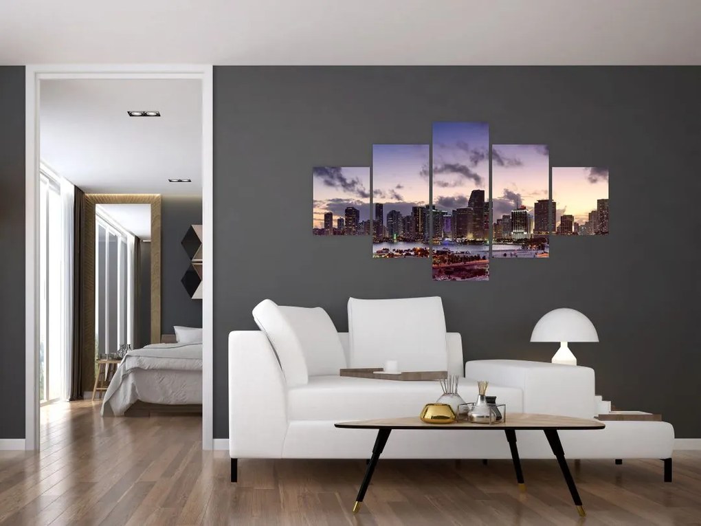 Obraz metropolii z drapaczami chmur (125x70 cm)