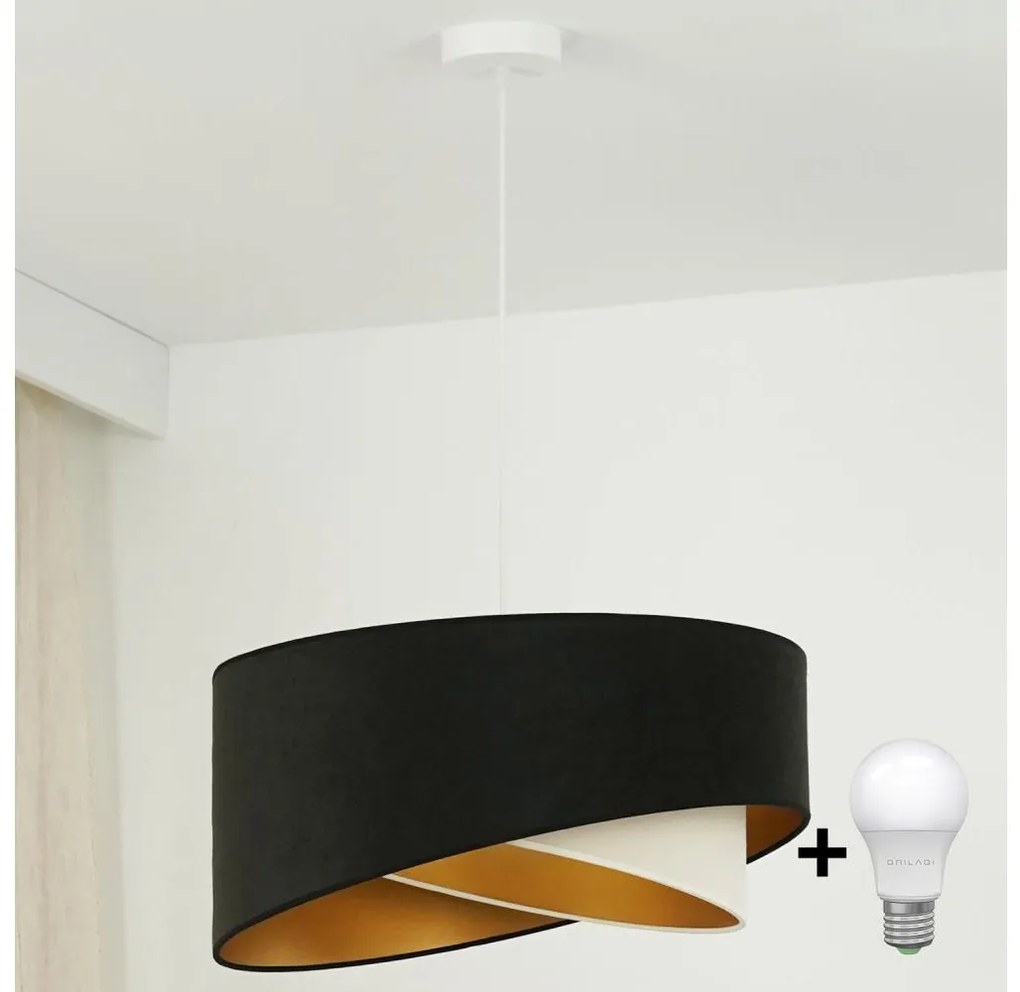 Brilagi - LED Żyrandol na lince LYRA 1xE27/15W/230V czarny/kremowy/złoty