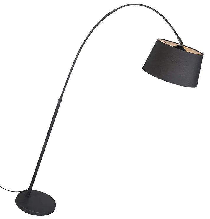 Luk Nowoczesna lampa łukowa czarna z czarnym abażurem z tkaniny - Arc Basic Nowoczesny Oswietlenie wewnetrzne
