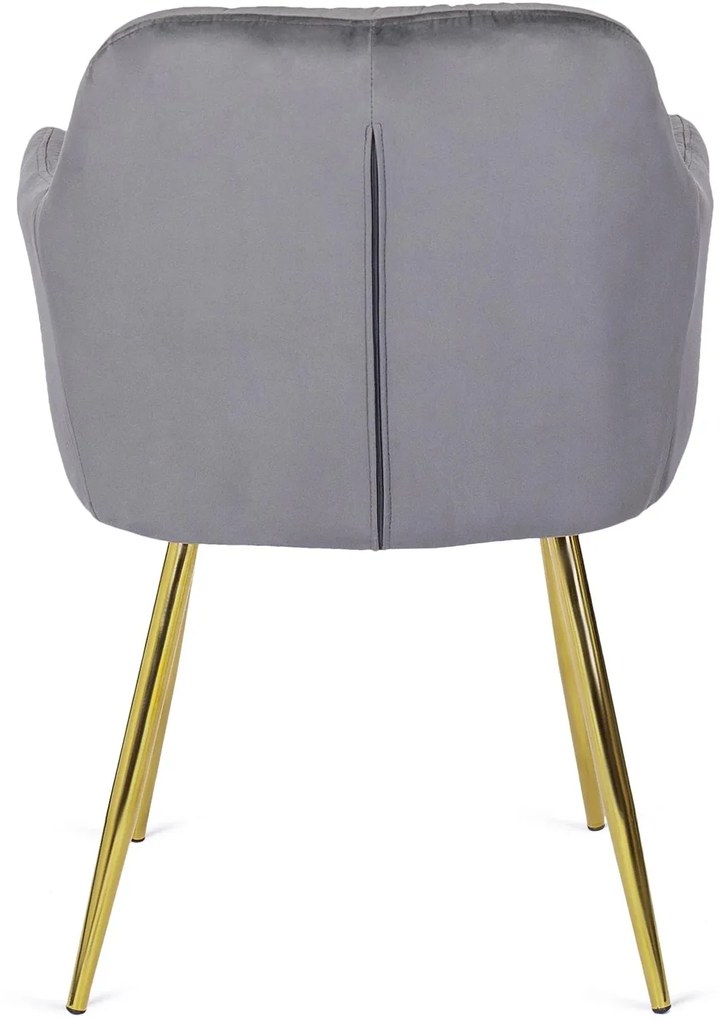 Zestaw Stół Okrągły SALLO 110 cm i 4 Krzesła Tapicerowane RAYA Szare Glamour