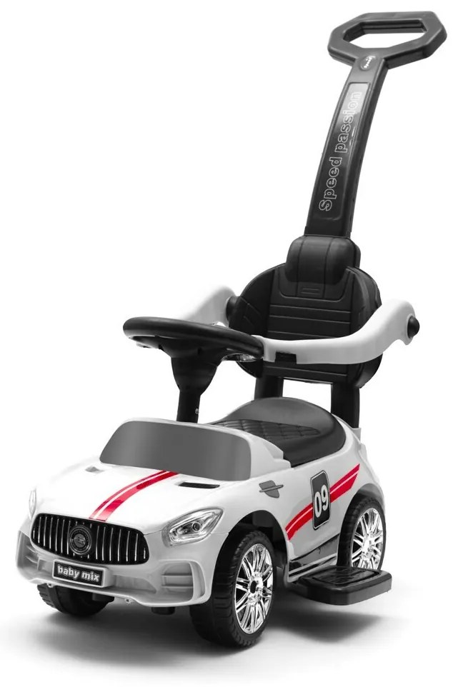 Baby Mix Odpychacz z dźwiękiem i prowadnicą Racer, biały