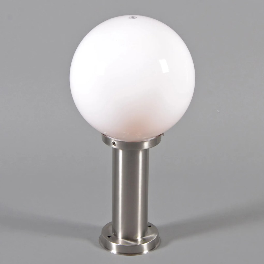 Lampa zewnętrzna stal nierdzewna 50 cm - Sfera z kołkiem gruntowym i wpustem kablowej