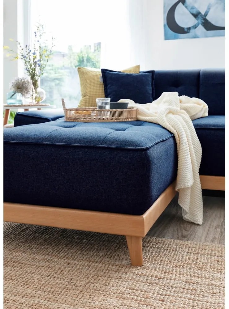 Granatowa rozkładana sofa w kształcie litery "U" Miuform Dazzling Daisy, prawostronna