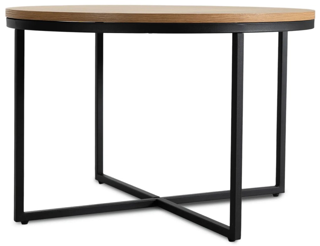 Stolik Kawowy HANTEL 70 cm Dąb Złoty/Czarny Loft