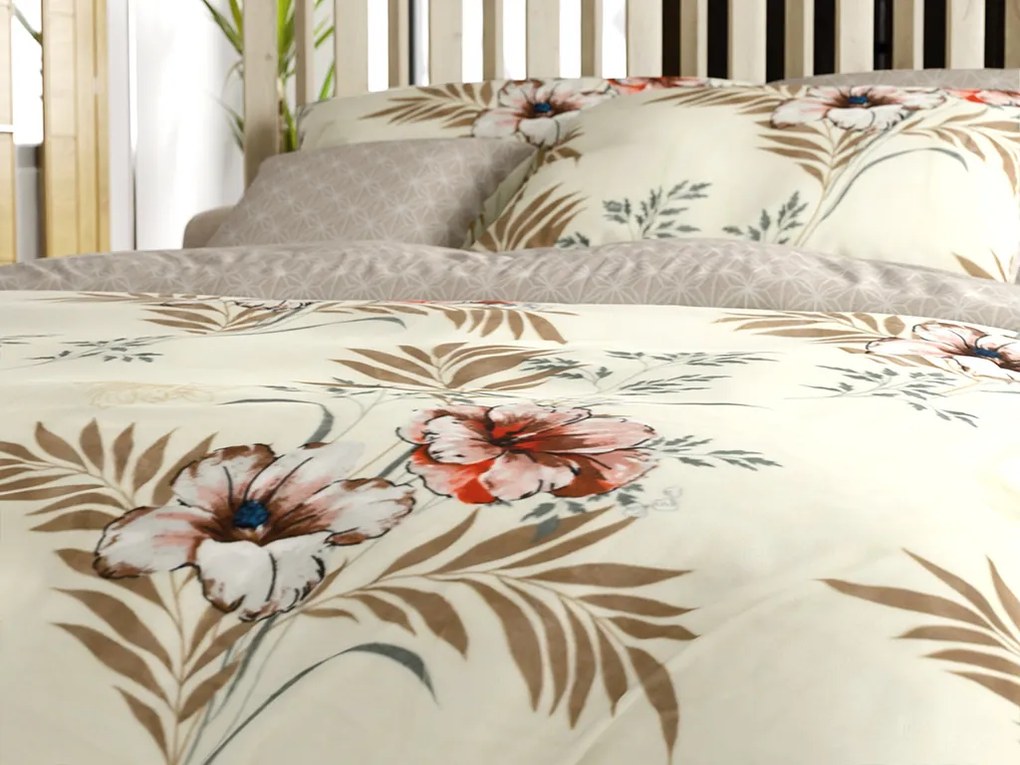 PrzytulneMieszkanie.pl PrzytulneMieszkanie.pl Dwustronna pościel DUO SENSE SANDORA kremowa + poszewka na poduszkę 40x50 cm GRATIS Rozmiar pościeli: 70 x 90 cm | 140 x 200 cm