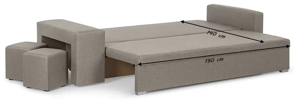 Kanapa sofa 3 os z funkcją spania MILO2 Jasny szary