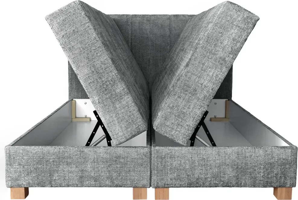 Popielate łóżko dwuosobowe z zagłówkiem 160x200 S1-F77