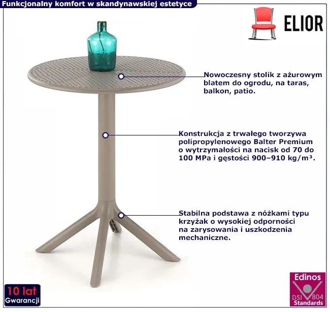 Mały okrągły stolik ogrodowy khaki W7-K76