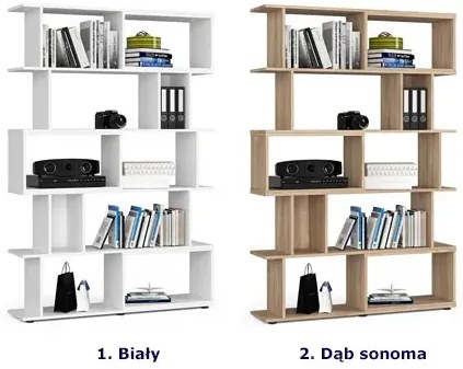 Otwarty regał z asymetrycznymi półkami dąb sonoma W0-N12