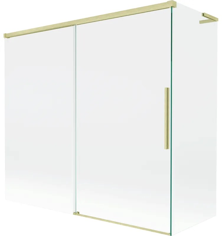 Mexen Rox L parawan nawannowy 2-skrzydłowy rozsuwany 170 + 70 x 150 cm, transparent, złoty szczotkowany - 8C9L-170-070-55-00