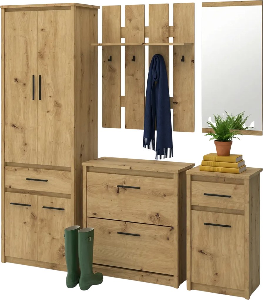 Zestaw mebli z wieszakiem na ubrania dąb artisan H3-D30