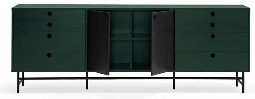 Czarno-zielona komoda Teulat Punto, szer. 212 cm