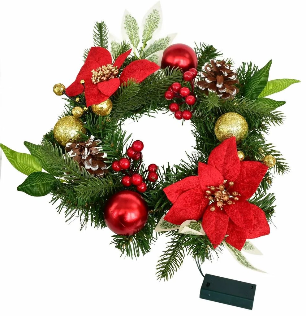 Świąteczny wieniec świetlny Florencia, 30 cm, 10diod LED