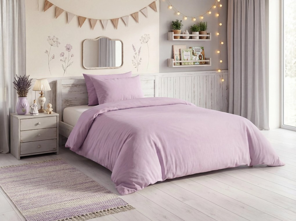 PrzytulneMieszkanie.pl PrzytulneMieszkanie.pl Bawełniana pościel CALMORA jasnofioletowa Rozmiar pościeli: 2 szt 70 x 90 cm | 200 x 200 cm