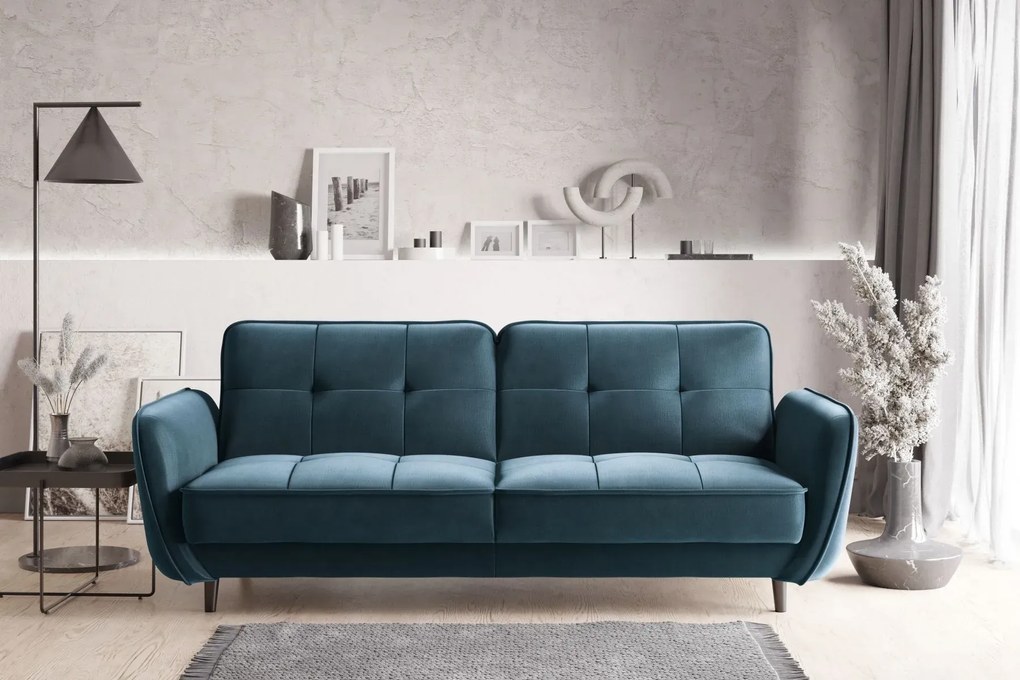Sofa rozkładana z funkcją spania BELLIS VELVET niebieska ELTAP