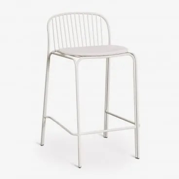 Zestaw 2 Wysokich Stołków Ze Stali Anerina ↑65 Cm & Gardenia Biel & Biało-szary - Sklum