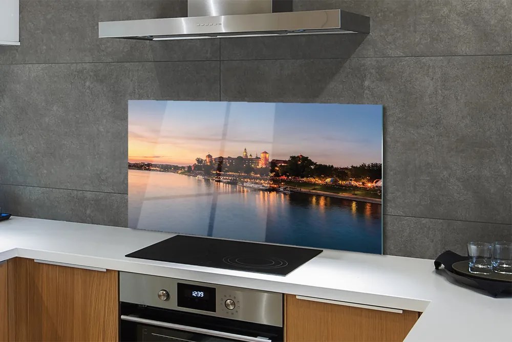 Panel Szklany Zachód Słońca nad Zamkiem na Wawelu