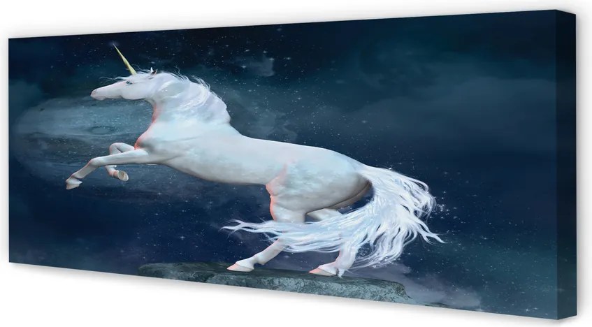 Duży obraz na płótnie Jednorożec, Planety i Niebo