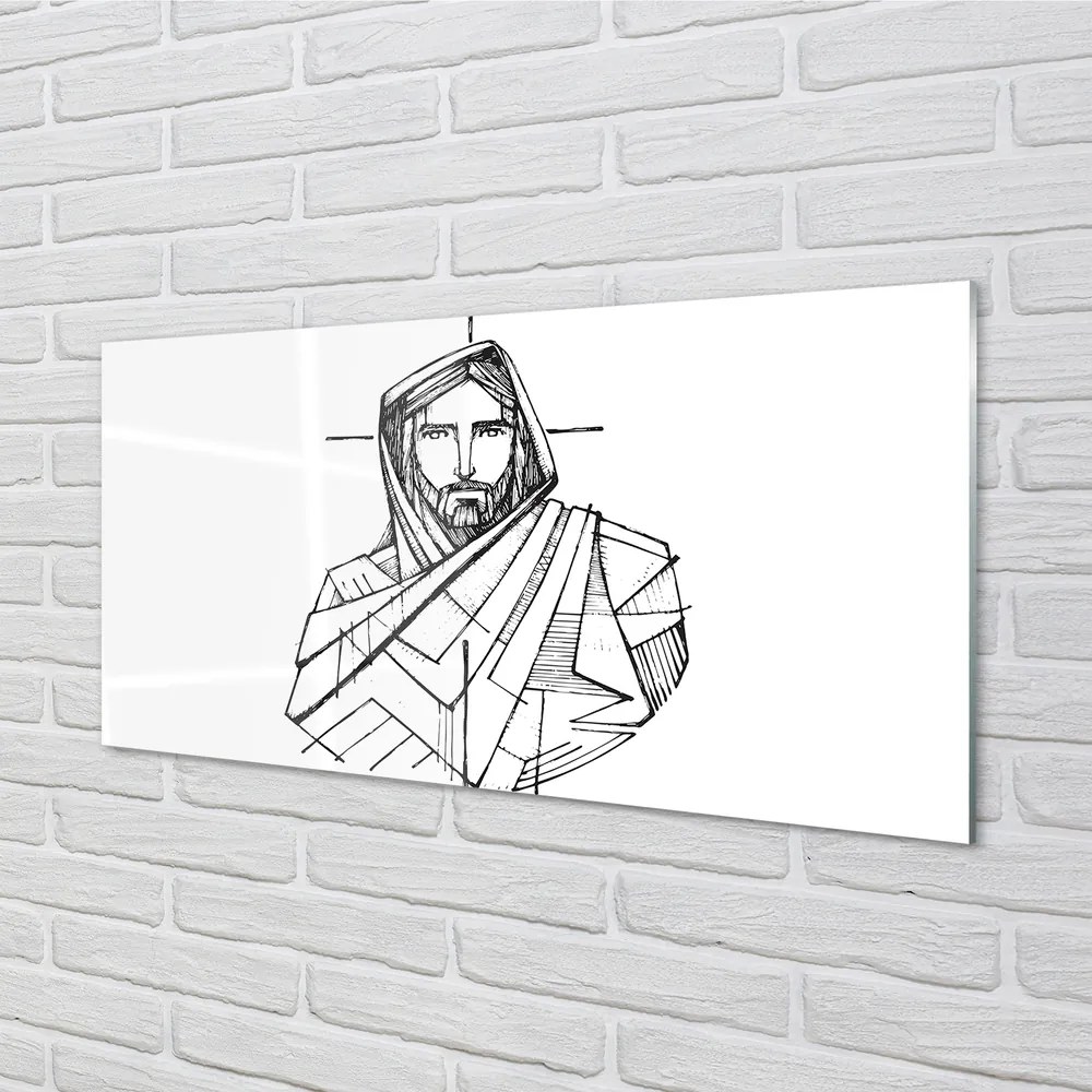 Szkło do Kuchni na Ścianę Szkic: Oblicze Jezusa