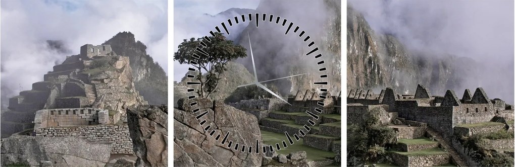 Obraz - Machu Picchu (z zegarem) (90x30 cm)