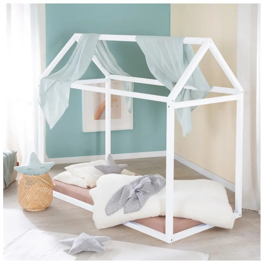 Białe łóżko dziecięce w kształcie domku 70x140 cm Montessori – Roba