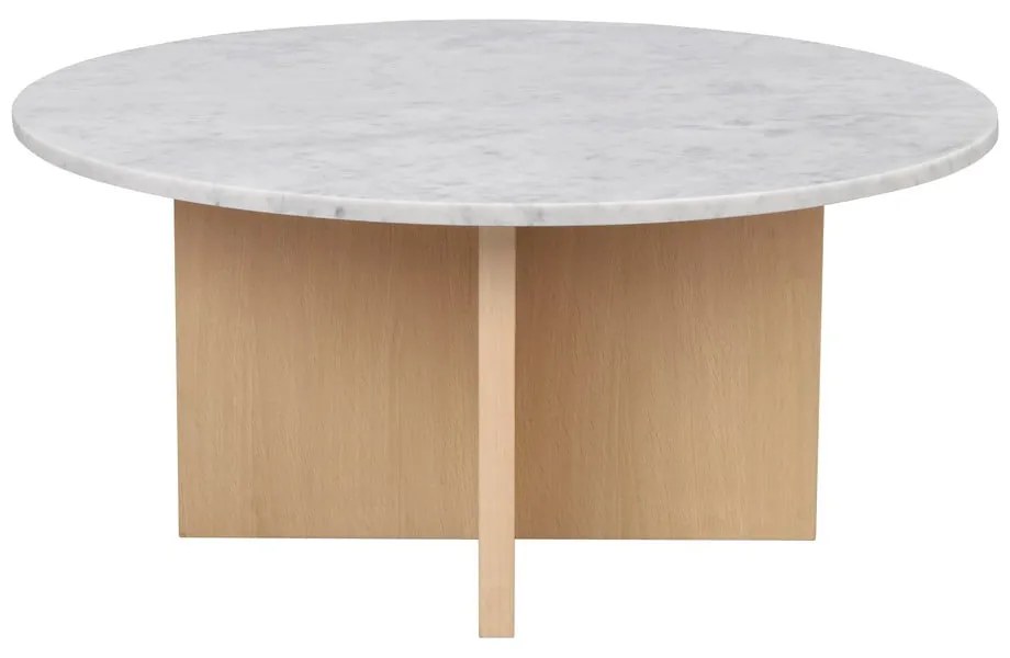 Biało-naturalny marmurowy okrągły stolik 90x90 cm Brooksville – Rowico