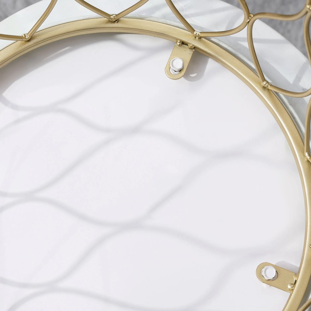 Outsunny okrągłe stoliki kawowe w komplecie 2 retro kosz druciany złoty+biały Ø41 x 46 cm