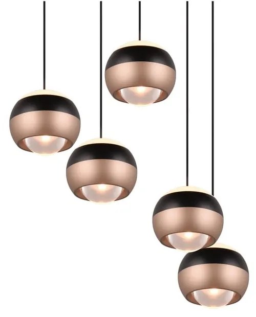 Lampa wisząca LED w czarno-miedzianym kolorze z metalowym kloszem ø 30 cm Orbit – Trio Select