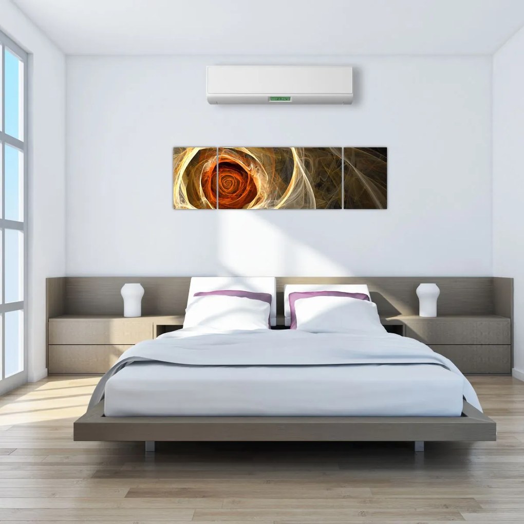 Obraz - Abstrakcyjne róże w ognistych kolorach (170x50 cm)