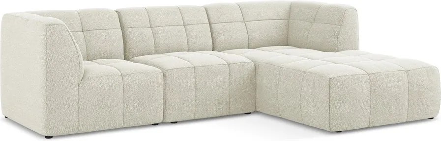 Beżowy narożnik z materiału bouclé (prawostronny/z szezlongiem) Aloha – Makamii