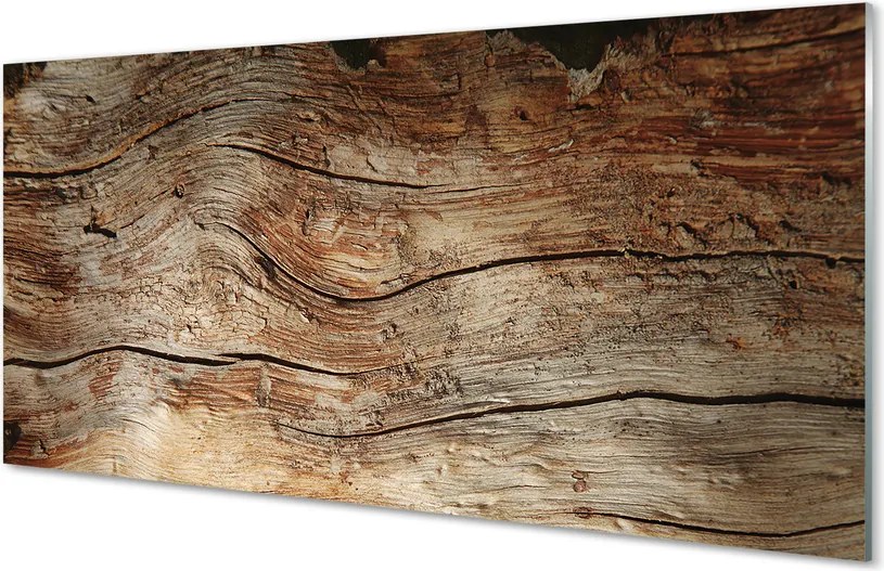 Panel szklany do Kuchni Rysunek Słojów Drewnianych
