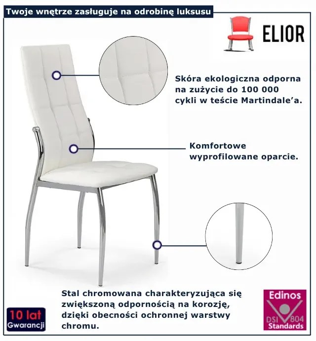 Białe Tapicerowane Krzesło Pikowane E9-N14