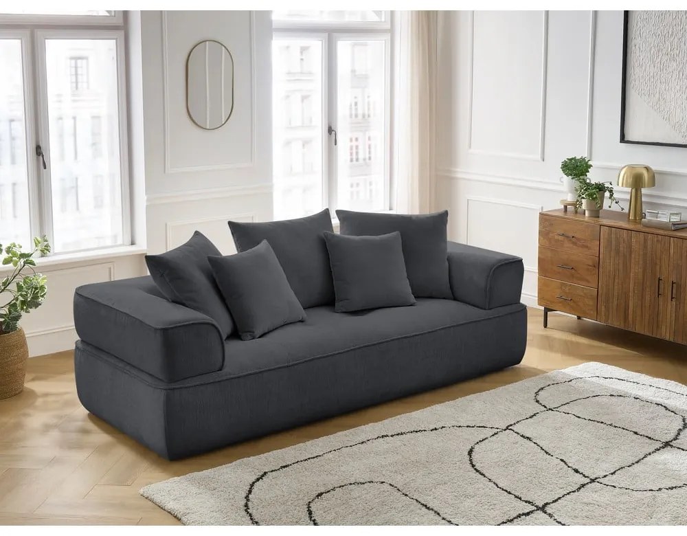 Ciemnoszara sofa z tkaniny szenilowej 237 cm Whesley – Bobochic Paris
