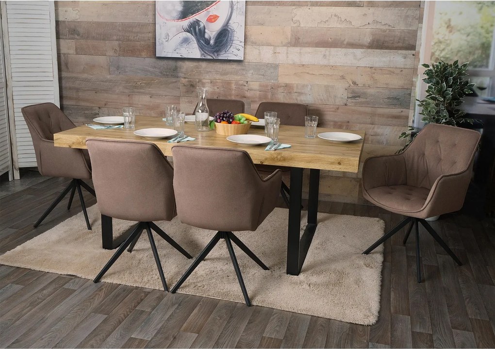 Krzesło do jadalni MCW-L80 (zestaw 6 sztuk),  brązowy