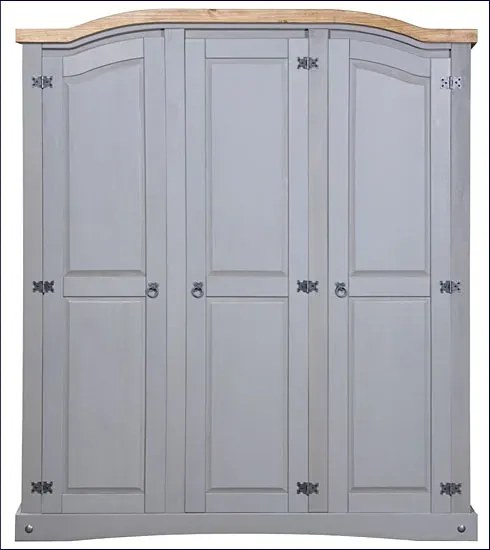 Rustykalna szafa z półkami i drążkiem szary + miodowy brąz R7-Z59