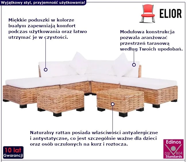 7-częściowy zestaw mebli ogrodowych - Jaksen