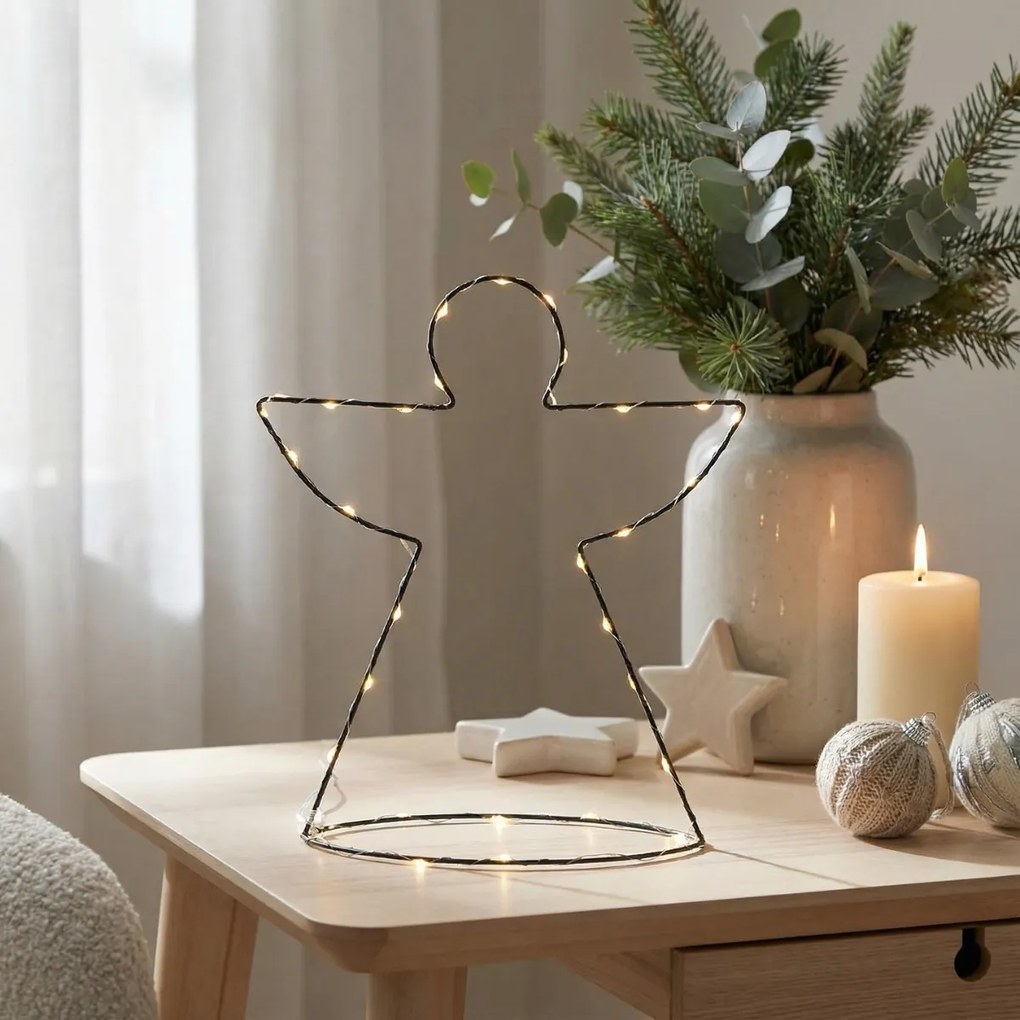 Prosta figurka druciana z dekoracją LED, 34 cm