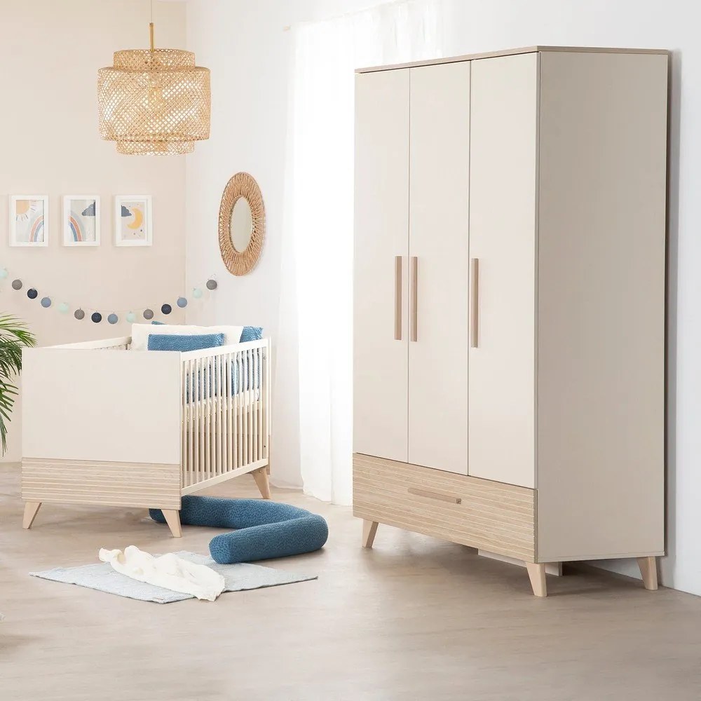 Kremowo-naturalna szafa dziecięca w dekorze dębu 118x190x52 cm Sidney – Roba