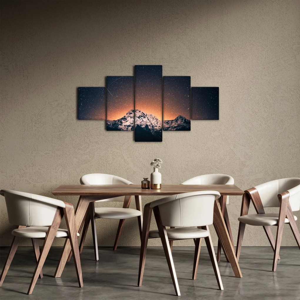 Obraz gwiaździstego nieba z górami (125x70 cm)